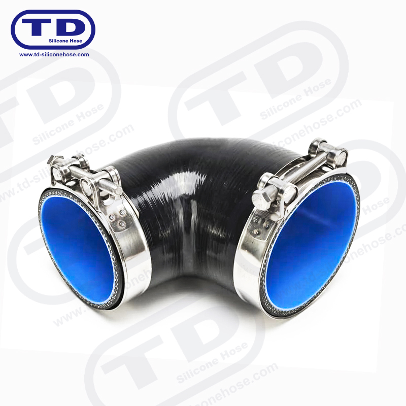 thumbnail image 2 of Silicone 3" To 2.5" 90 Degree Elbow Reducer Hose – Turbo Intercooler Blue 2 of 4