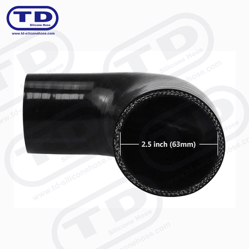 thumbnail image 2 of EMUSA 45 Degree Silicone Hose Coupler – 3” To 2” Reducer, Black, For Turbo/Intercooler Applications 2 of 4